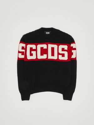 Maglia bambino in misto lana Nero GCDS