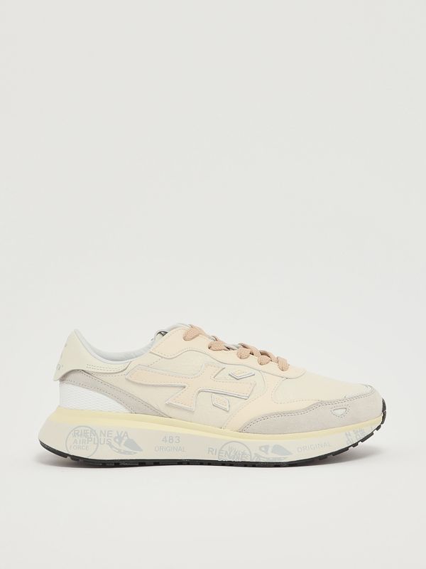 1. Lauryn 7788 leather and fabric sneakers for women Cream-ice Premiata lau07788