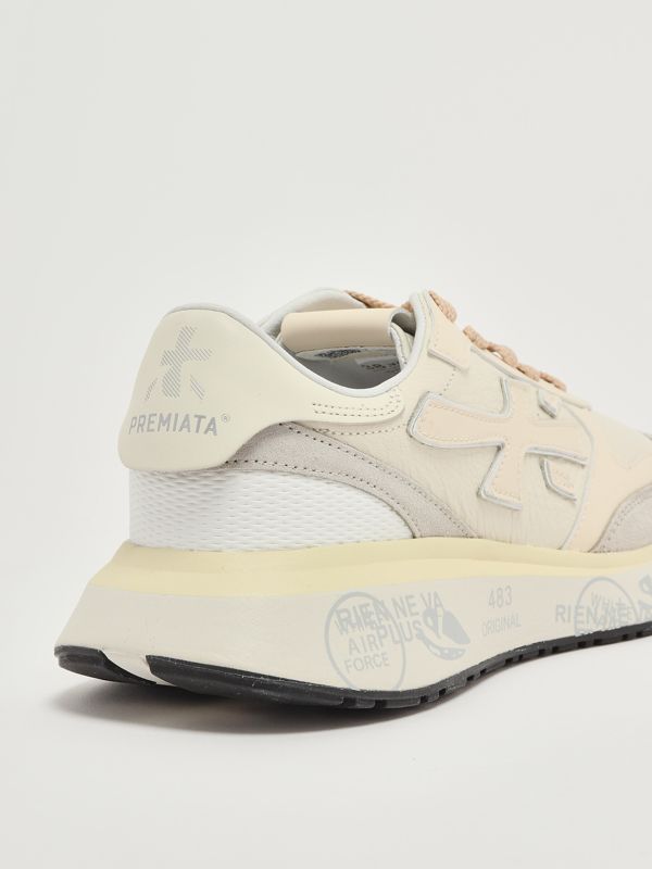 5. Lauryn 7788 leather and fabric sneakers for women Cream-ice Premiata lau07788