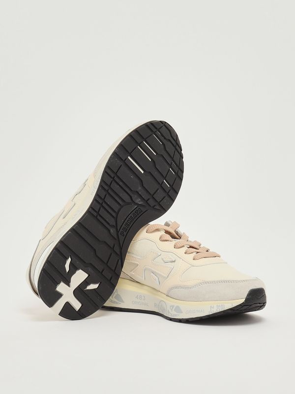 4. Lauryn 7788 leather and fabric sneakers for women Cream-ice Premiata lau07788