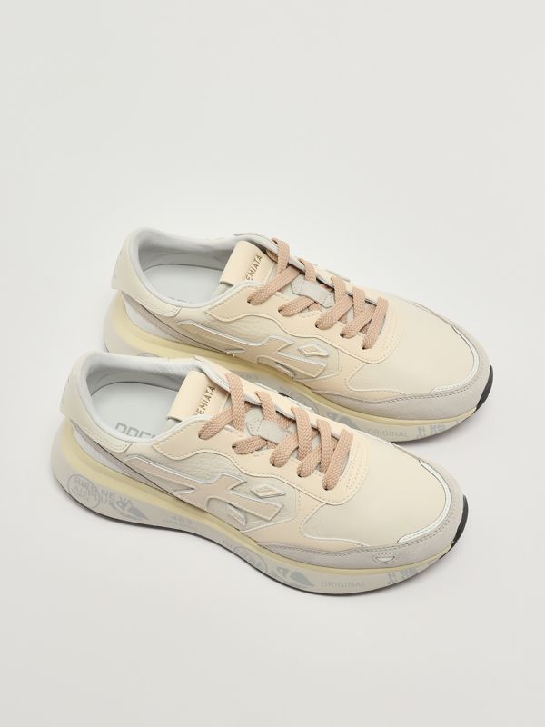 2. Lauryn 7788 leather and fabric sneakers for women Cream-ice Premiata lau07788