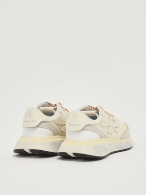 3. Lauryn 7788 leather and fabric sneakers for women Cream-ice