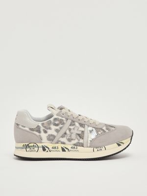 Conny 7691 leather and cotton sneakers for women White-Animalier Premiata