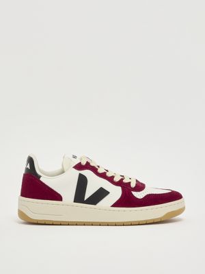 V-10 nappa leather and suede sneakers for women White-Amaranth Veja