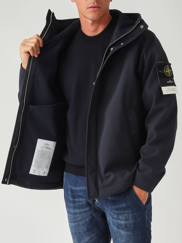 4. Stretch soft shell parka for men Navy blue Stone Island k2s15q100010s0b22
