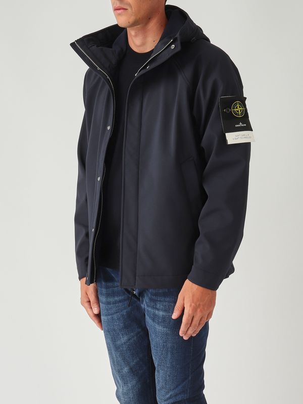 2. Stretch soft shell parka for men Navy blue Stone Island k2s15q100010s0b22