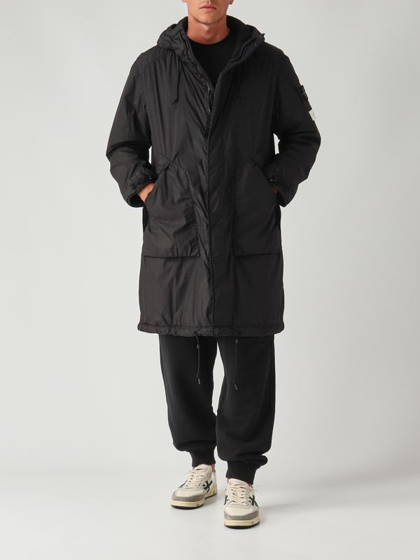 Stone Island Brushed nylon reps parka for men - Black | Caposerio.com