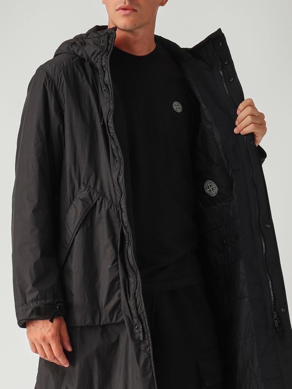 Stone Island Brushed nylon reps parka for men - Black | Caposerio.com