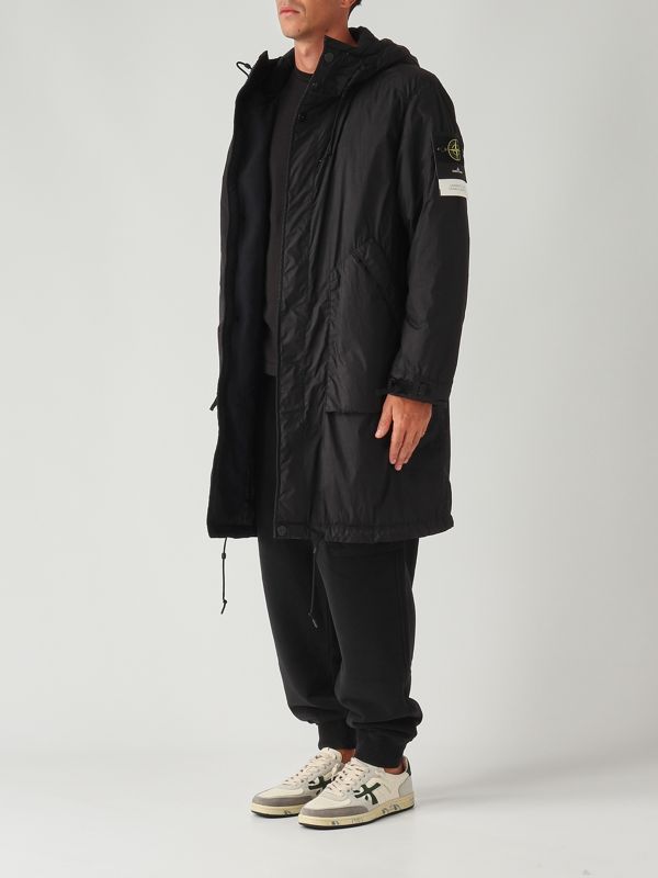 Stone Island Brushed nylon reps parka for men - Black | Caposerio.com