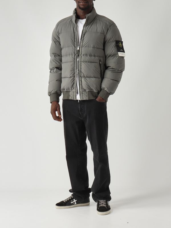 Stone Island Light stretch nylon down jacket for men - Cement