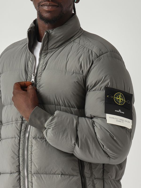 Stone Island Light stretch nylon down jacket for men - Cement