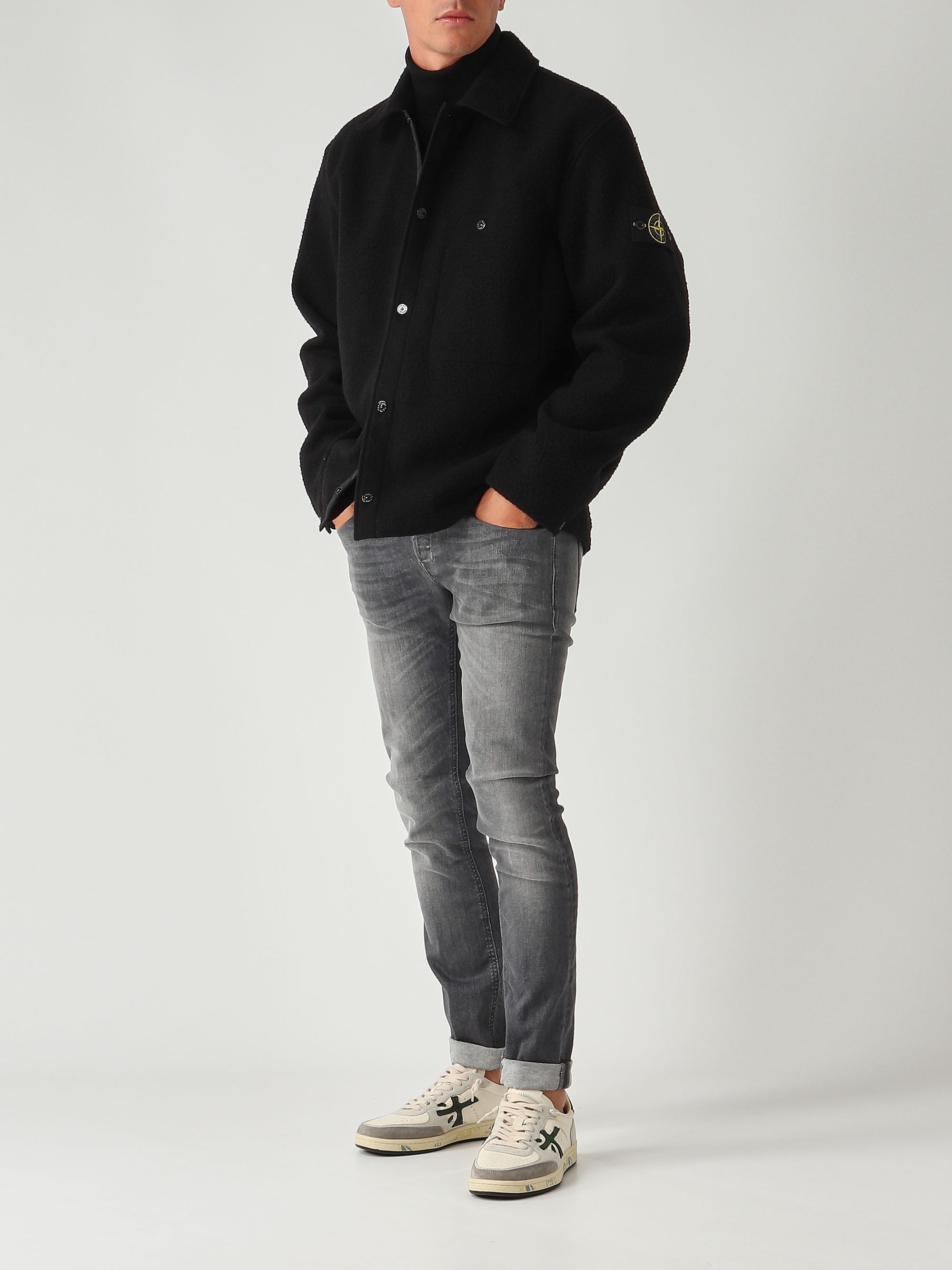 【極美品】HUMAN MADE WOOL OVERSHIRT L 黒グレー 超人気美品】HUMAN MADE WOOL OVERSHIRT L 黒グレー