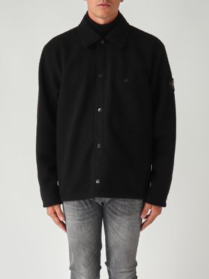 Herren-Überhemd aus harzgebundener, wasserfester Schurwolle Schwarz Stone Island