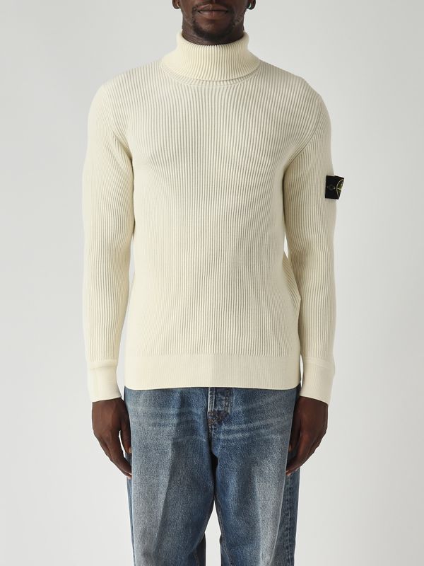 1. Jersey de cuello alto para hombre de lana virgen RWS Marfil Stone Island k2s155100052s00c2