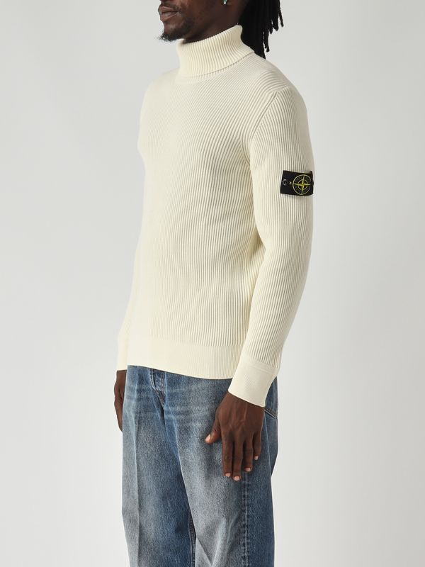3. Jersey de cuello alto para hombre de lana virgen RWS Marfil Stone Island k2s155100052s00c2