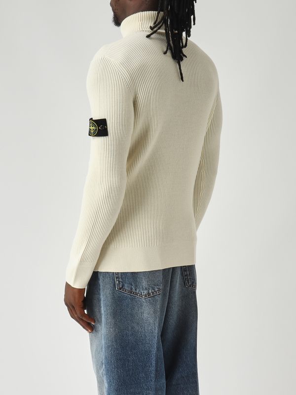 4. Jersey de cuello alto para hombre de lana virgen RWS Marfil Stone Island k2s155100052s00c2