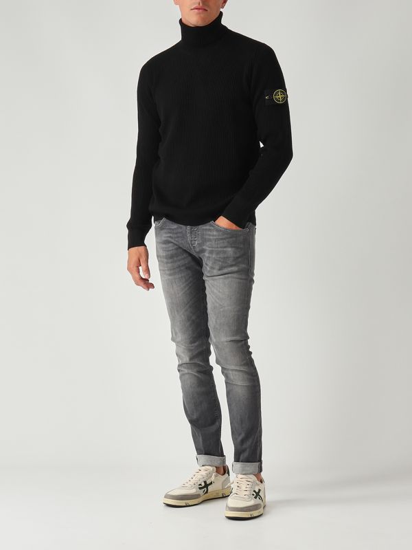5. Jersey de cuello alto para hombre de lana virgen RWS Negro Stone Island k2s155100052s00c2