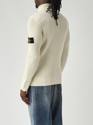4. Jersey de cuello alto para hombre de lana virgen RWS Marfil