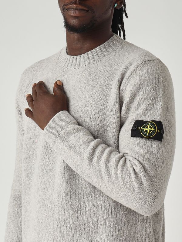 5. Jersey de hombre de hilo fantasía en mezcla de lana y nailon Gris jaspeado Stone Island k2s155100056s00n2