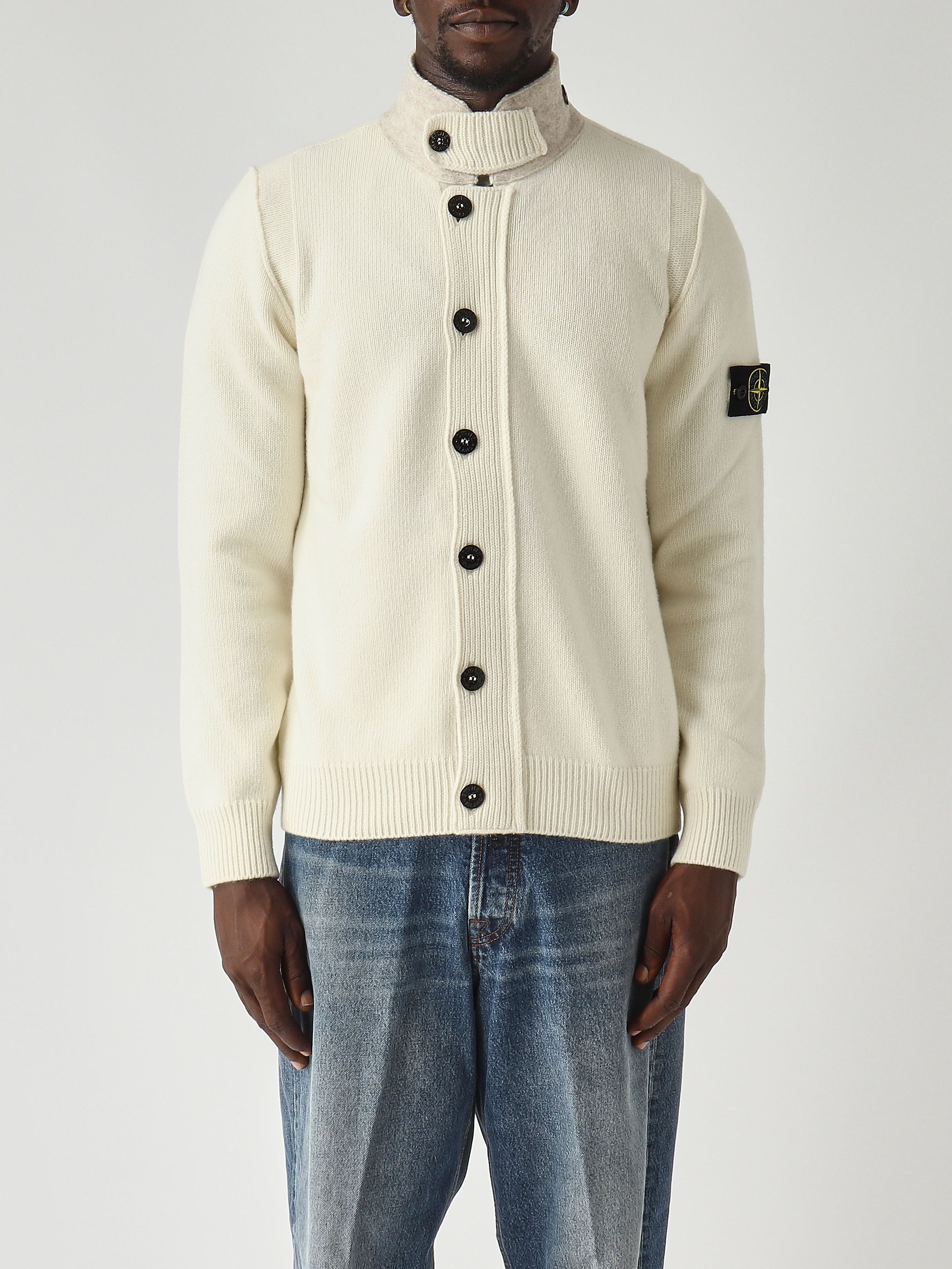 Lambswool and nylon blend cardigan for men k2s155100047s00a3 Ivory