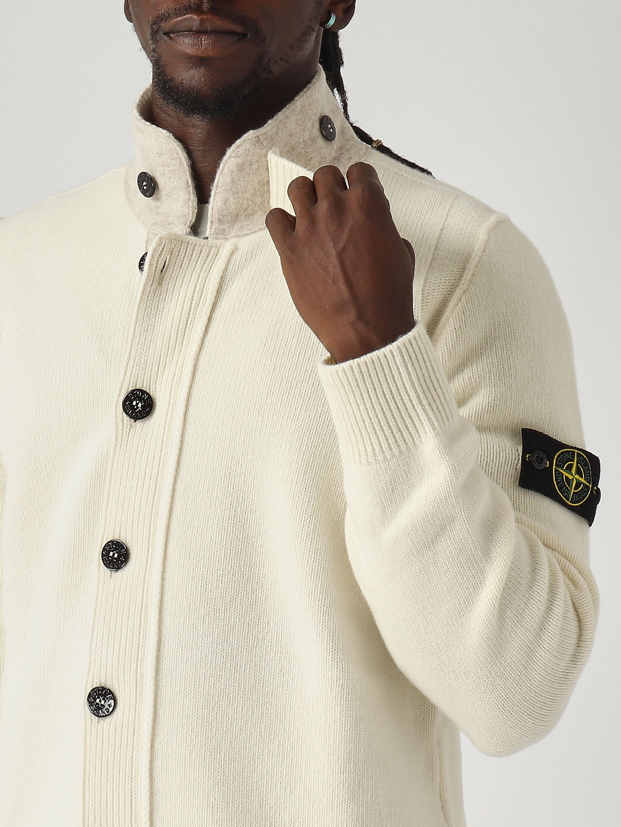 Lambswool and nylon blend cardigan for men k2s155100047s00a3 Ivory