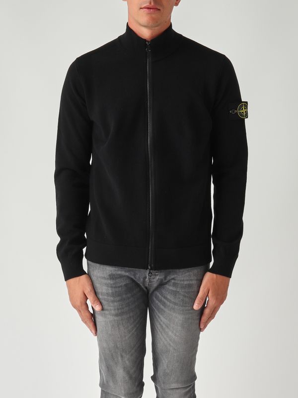 Stone Island Stretch RWS wool sweater for men - Black | Caposerio.com
