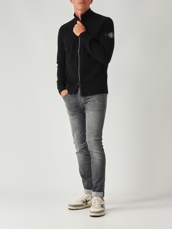 Stone Island Stretch RWS wool sweater for men - Black | Caposerio.com