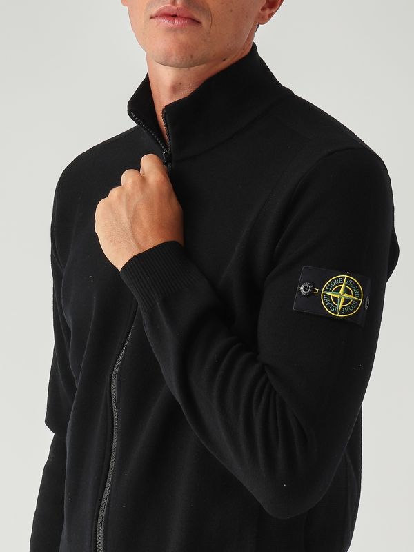 Stone Island Men's stretch RWS wool sweater - Black | Caposerio.com