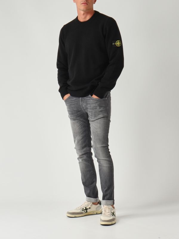 Stone Island Lambswool blend sweater for men - Black | Caposerio.com