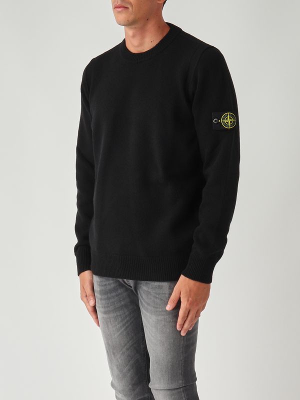 Stone Island Lambswool blend sweater for men - Black | Caposerio.com