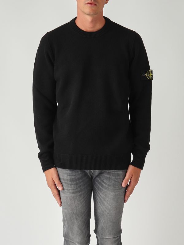 Stone Island Lambswool blend sweater for men - Black | Caposerio.com