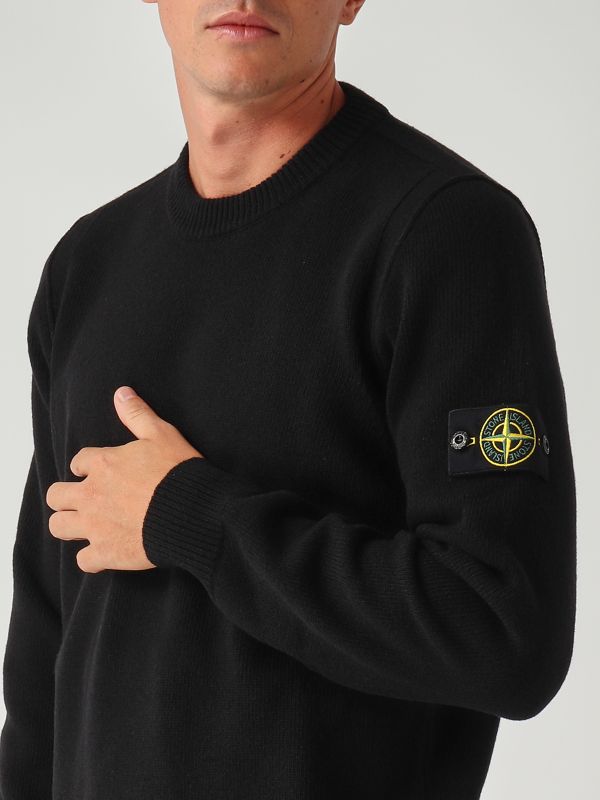Stone Island Lambswool blend sweater for men - Black | Caposerio.com