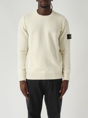 Lambswool blend sweater for men Ivory Stone Island