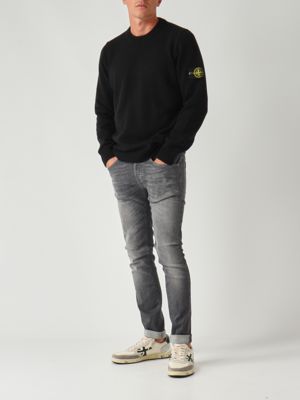 Stone Island Lambswool blend sweater for men - Black | Caposerio.com