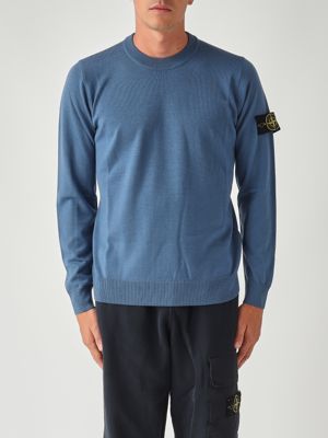 Light RWS pure wool sweater for men Steel Blue Stone Island