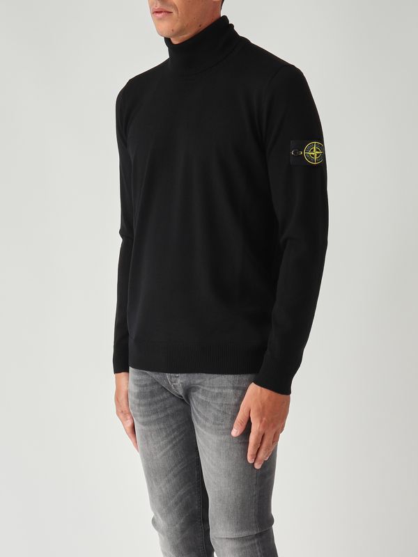 Stone Island Light RWS pure wool turtleneck for men - Black