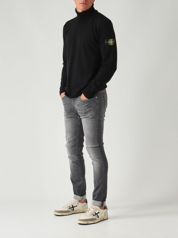 Stone Island Light RWS pure wool turtleneck for men - Black