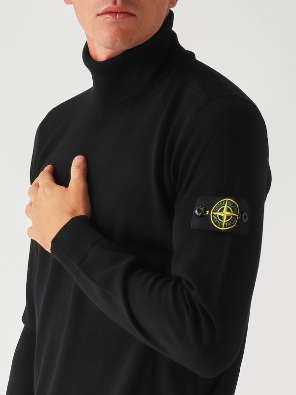 Stone Island Light RWS pure wool turtleneck for men - Black