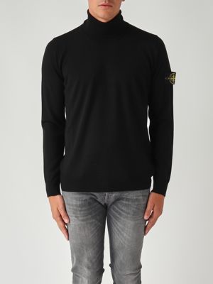 Light RWS pure wool turtleneck for men Black Stone Island