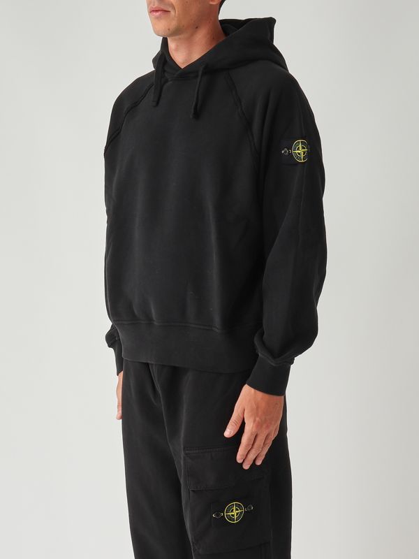 2. Sudadera de hombre de algodón orgánico perchado Negro Stone Island k2s156100023s0a20