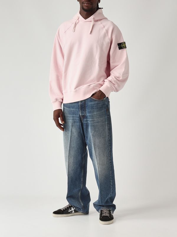 2. Sudadera de hombre de algodón orgánico perchado Rosa Stone Island k2s156100023s0a20