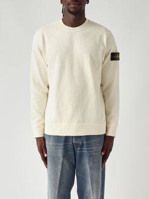 Brushed cotton jersey sweatshirt for men Ivory Stone Island