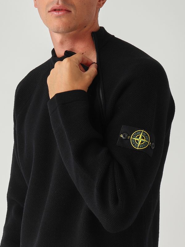 Stone Island Stretch RWS wool sweater for men - Black | Caposerio.com