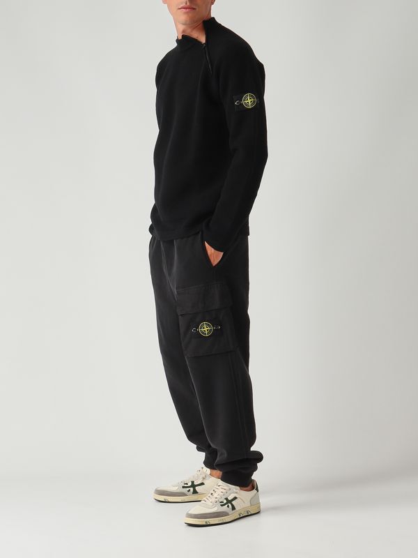 Stone Island Stretch RWS wool sweater for men - Black | Caposerio.com