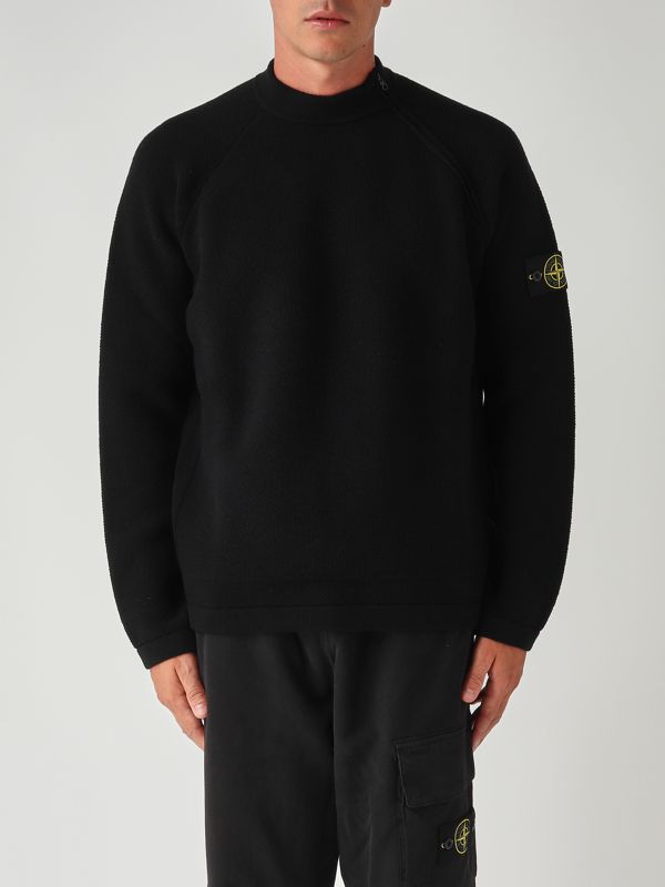 トップス stone  wool sweater Stone Island Stretch RWS wool sweater for men - Black | Caposerio.com