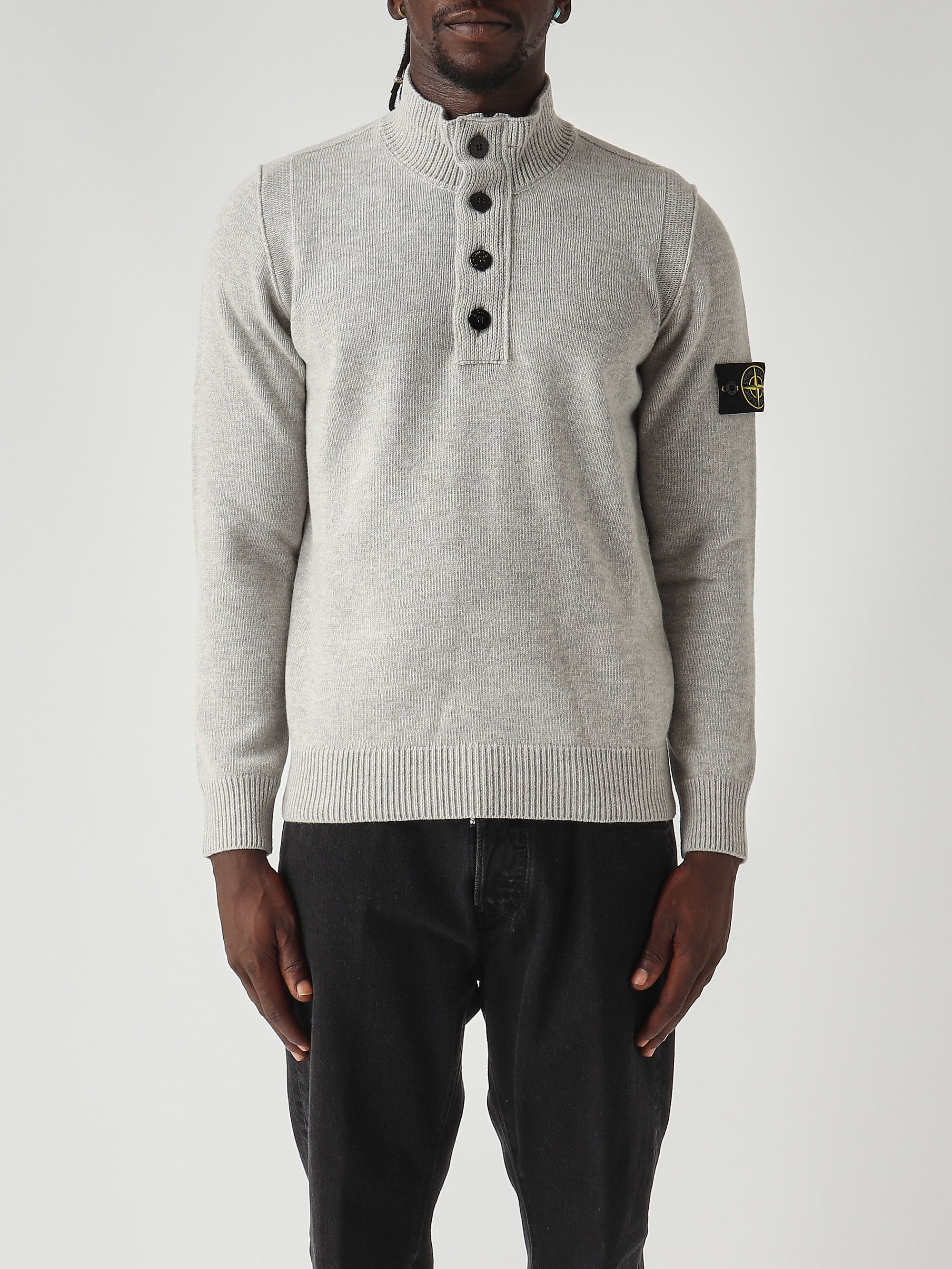 Lambswool and nylon blend sweater for men k2s155100040s00a3 Grey