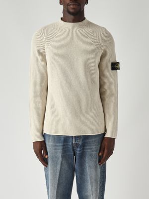 RWS virgin wool and stretch cotton Vanisé sweater for men Ivory Stone Island