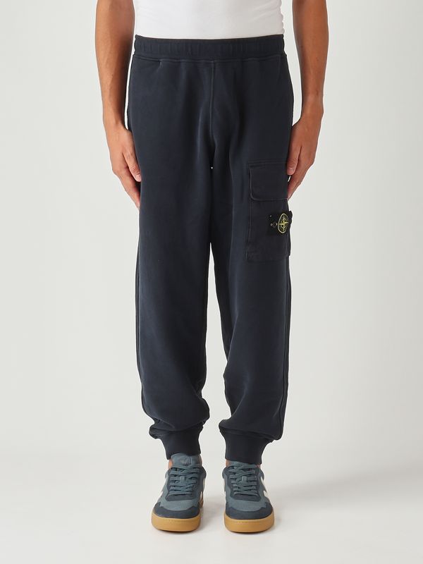 1. Pantalón de hombre de felpa perchada de algodón orgánico Azul marino Stone Island k2s156200003s0a20