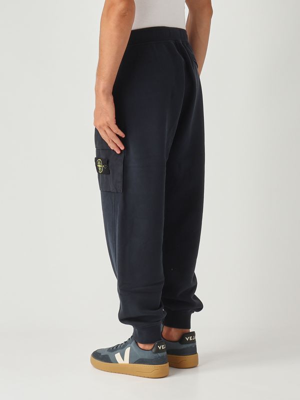 3. Pantalón de hombre de felpa perchada de algodón orgánico Azul marino Stone Island k2s156200003s0a20