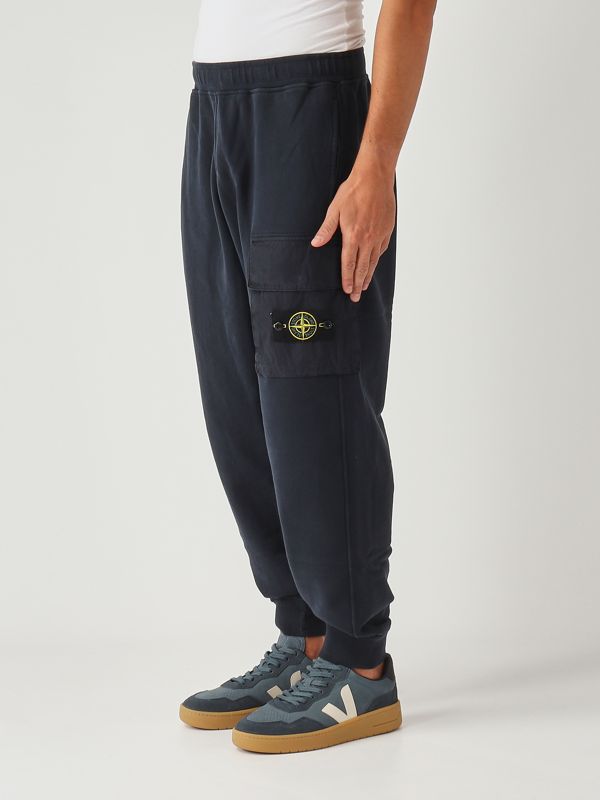 2. Pantalón de hombre de felpa perchada de algodón orgánico Azul marino Stone Island k2s156200003s0a20